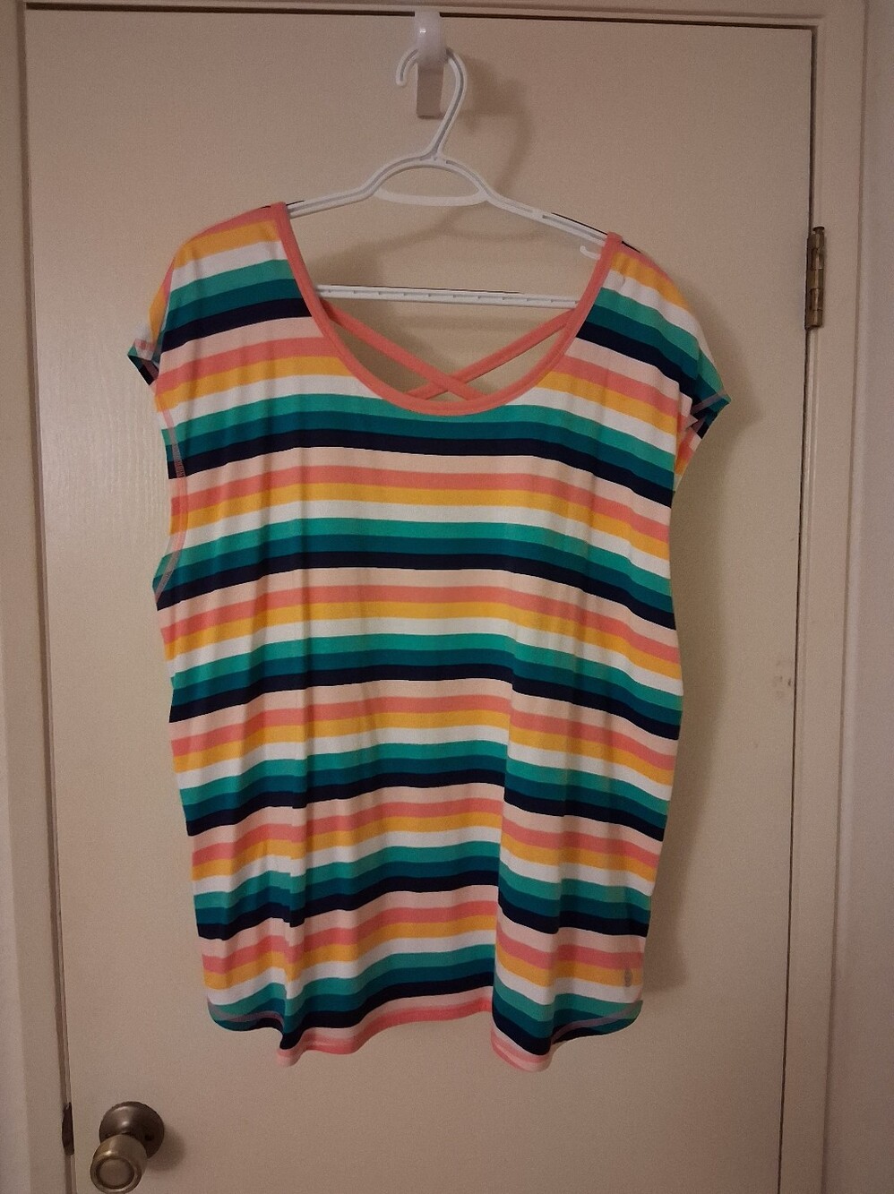 Talbots Multicolor Striped Tank Top - Pink, Teal, Navy, Yellow